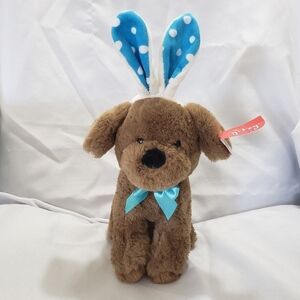 Gitzy Brown Puppy Dog Easter Plush 9" Stuffed Animal Toy Bunny Ears